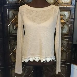 Mossimo Beige Lightweight Semi-Sheer Knit Sweater